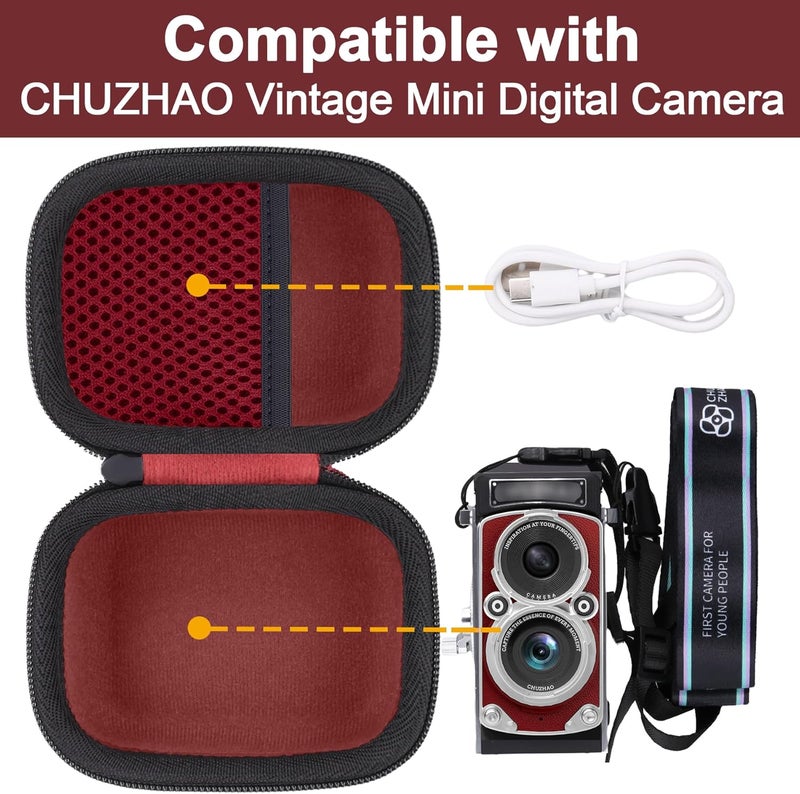 Baval Camera Case for CHUZHAO Vintage Mini Digital Camera,Compatible with Portable TLR Style Retro Compact Small Pocket Autofocus Camera(Red Case) - Image 4